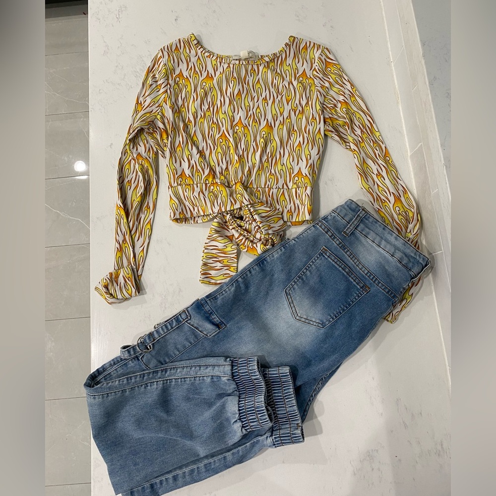 Cargo jeans and flame top